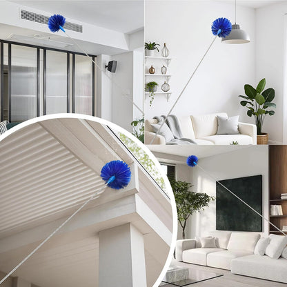 Cobweb Duster with Extension Pole 100 inches, Dusters for Cleaning with 2 Duster Heads, Washable Microfiber Feather Duster for Cleaning Ceiling Fan, High Ceiling, Blinds, Furniture & Cars