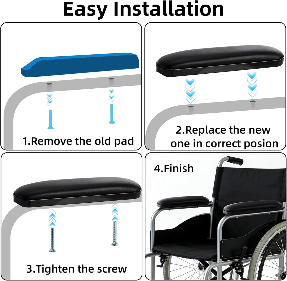 Covzoe 4 Pack Wheelchair Armrest Pads, 10-1/4" Long Wheelchair Arm Cushion
