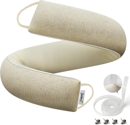 fowong 32" Door Draft Stopper, Weighted Under Door Noise Stopper, Oatmeal | Weighted Fabric Blocks Drafts, Dust & Light, Great for Interior Doors to Help Reduce Noise and Improve Comfort