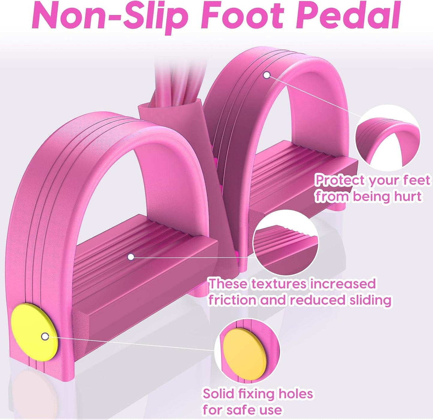 Pedal Resistance Band with Handles, 6-Tubes Natural Rubber Exercise Bands | Upgrade Foot Pedal Resistance Bands for Working Out, Multifunction Fitness Equipment for Abdomen, Waist, Arm, Leg, Pilates