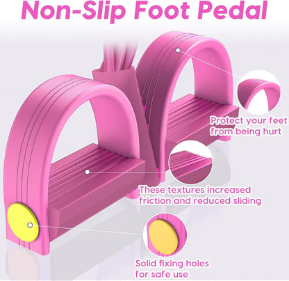 Pedal Resistance Band with Handles, 6-Tubes Natural Rubber Exercise Bands | Upgrade Foot Pedal Resistance Bands for Working Out, Multifunction Fitness Equipment for Abdomen, Waist, Arm, Leg, Pilates