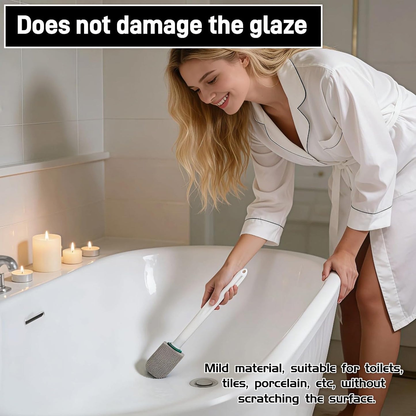 Pumice Stone Toilet Bowl Cleaner with Long Handle, 9.65 Inch, Includes 1 Handle and 3 Pumice Stones, Hard Water Stain Remover for Toilet, Bathtub, Tile, Grill