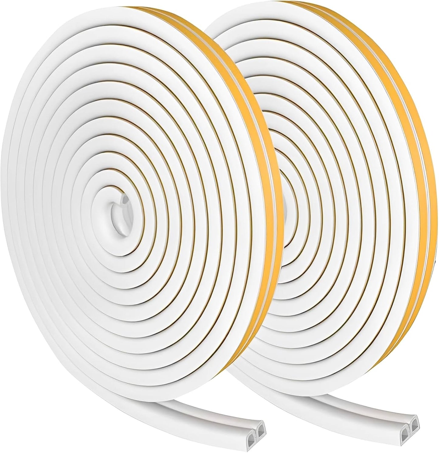 Weather Stripping Seal Strip Tape, Doors Windows Frame Self Adhesive D Type Foam Sealing Tape, 32.8Ft Rubber Soundproof Insulation Cell Foam Stripping, White
