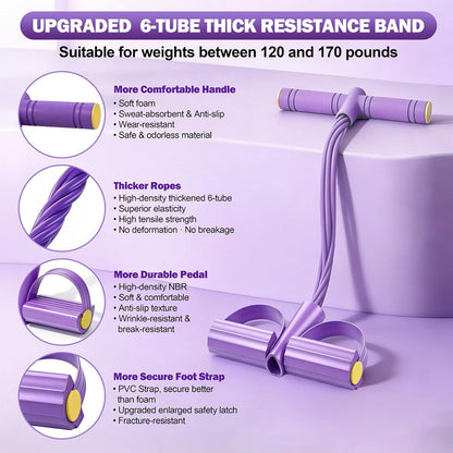 Foot Pedal Resistance Bands with Handles, 6-Tube Multifunction Exercise Bands, Durable Home Gym Fitness Equipment for Women & Men