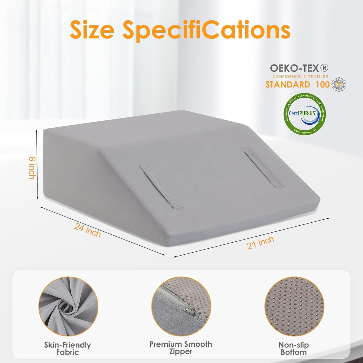 Ruqmuis Leg Elevation Pillow for After Surgery, 10inch Foam Leg Elevating Pillow for Swelling and Blood Circulation, Leg Wedge Pillow for Sleeping, Knee Pillow for Knee Hip Ankle Pain Relief, Velvet