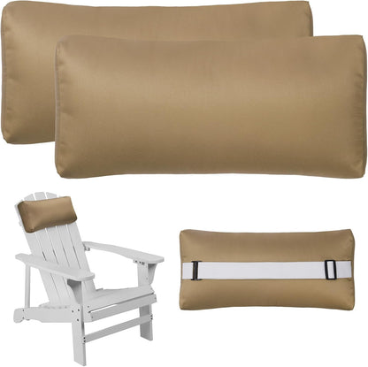 Headrest Pillow for Patio Chaise Lounge Chair, Outdoor Chaise Pillows with Adjustable Elastic Stripe Head Resting Pillows for Recliner Office Chair, Dark Blue 2 Pack