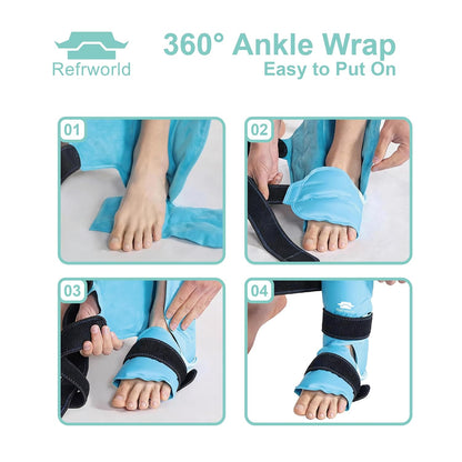 Ankle Ice Pack Wrap for Foot Pain Relief and Feet Injuries, Long-Lasting Reusable Gel Ice Cold Packs for Achilles Tendonitis, Plantar Fasciitis, Sprained Ankles and Heels — Robin's egg blue