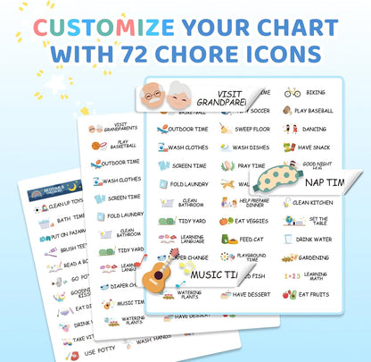CustomMaster 3 in 1 Bedtime/Morning/Daily Routine Chart for Kids, Magnetic Chore Chart for Kid, Visual Schedule for Kid Toddlers