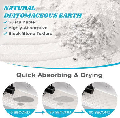SpaceHacks Stone Faucet Mat for Kitchen Sink 23.7x4 in, Light Gray | Fast Drying Diatomite Stone Drying Mat, Water Splash Guard, Textured Drainage Sink Protector, Suits Bathroom&Kitchen Counter