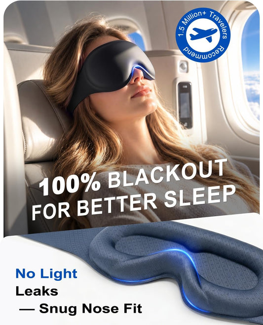 Weighted Eye Mask for Sleeping, 100% Blackout Sleep Mask for Women and Men