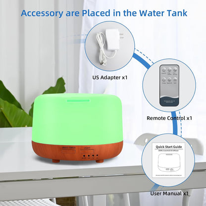 SPLITSKY 300ml Ultrasonic Essential Oil Diffuser with Remote Control | 7-color LED lighting, 2 mist modes, 2H and 4H timers, and waterless auto shut-off for bedrooms, desks and offices.