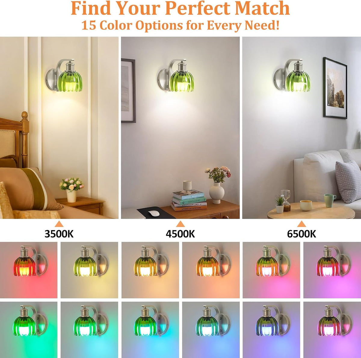 Vintage Battery Operated Wall Sconce, Wireless Wall Lights with Bulbs