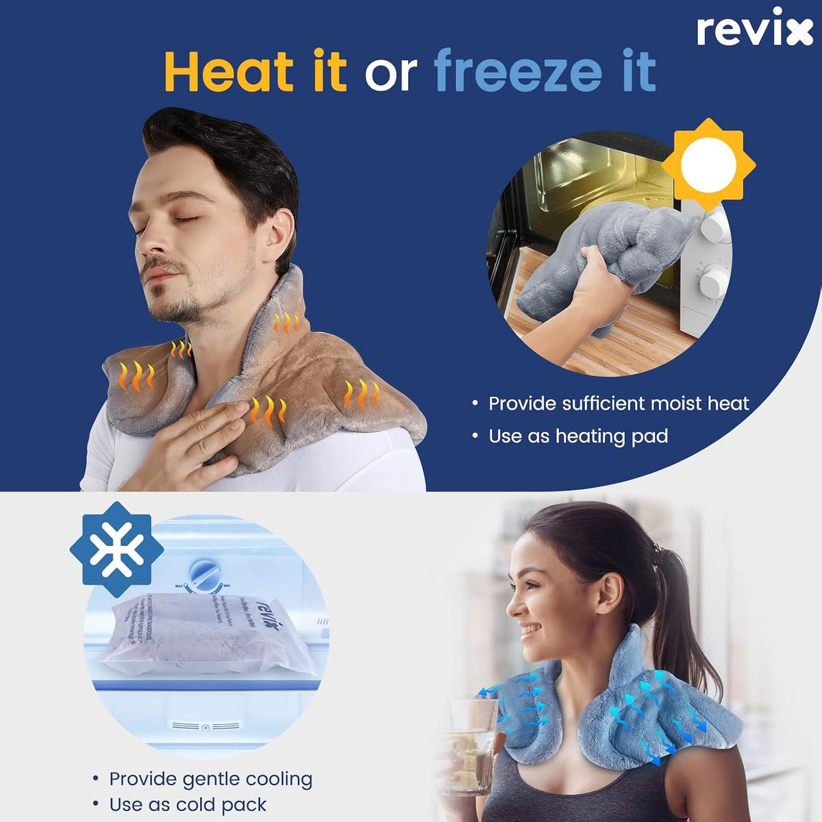 REVIX Microwave Heating Pad Set, Moist Heat Neck Shoulder Wrap & Eye Mask