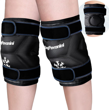 KingPavonini XXL Knee Ice Pack Wrap Around Entire Knee After Surgery, Large Reusable Gel Ice Pack for Injuries, Pain Relief, Swelling, Sports Injuries, 1 Pack (Blue)