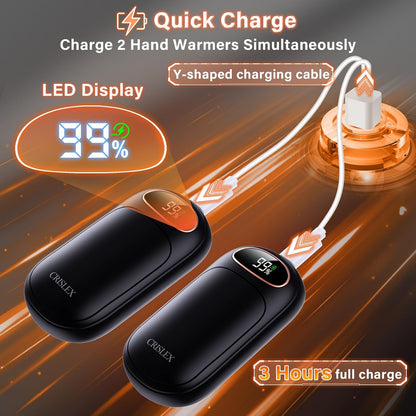 CRISLEX Electric Hand Warmers Rechargeable 2 Pack, 4 Levels Fast Heat, Reusable Hand Warmers with LED Display, Portable Magnetic Pocket Heater, Gifts for Christmas, Men, Women, Raynauds, Hunting, Golf
