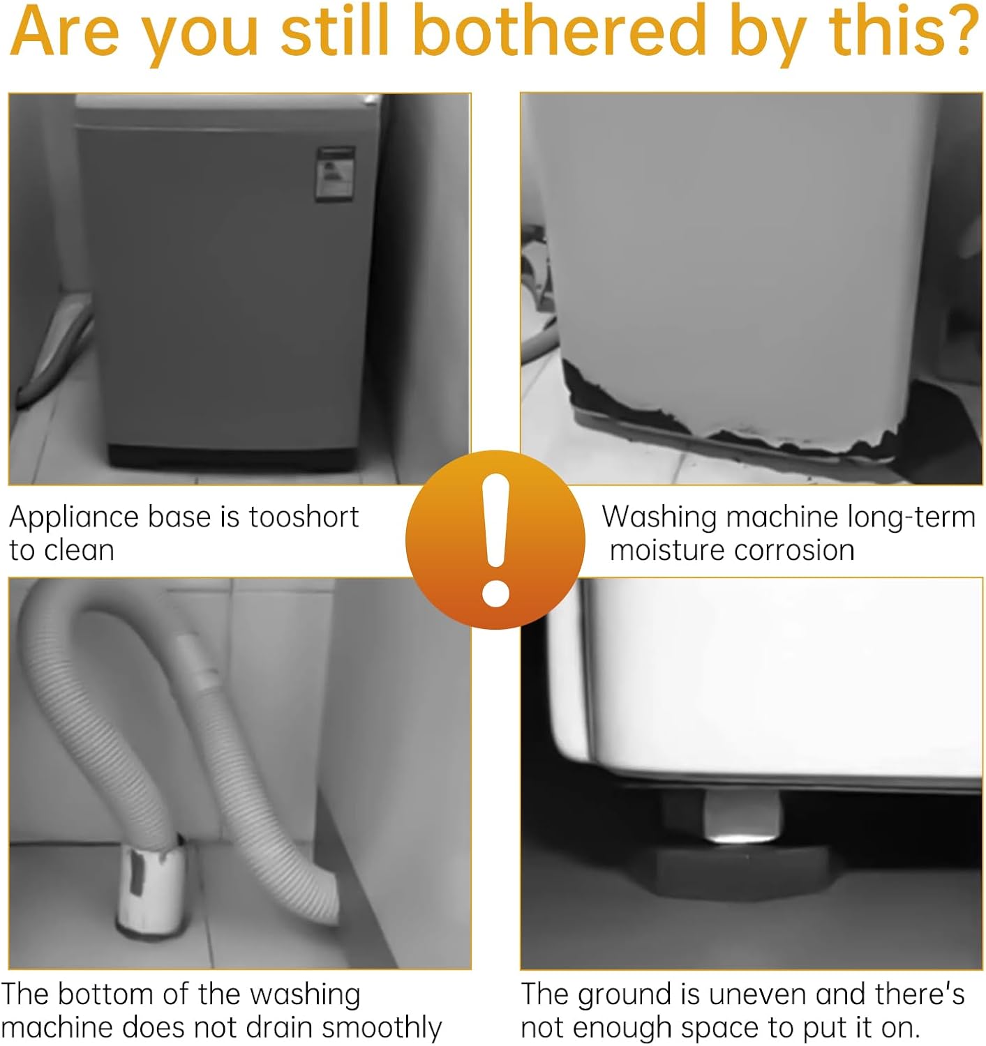 4PCS Height Adjustable Anti Vibration Pads for Washing Machine | Shock & Noise Cancelling, Anti-Scratch Floor Protector, TPU Resin, Heavy Duty, Tool-Free, Fits Washer Dryer Furniture Legs