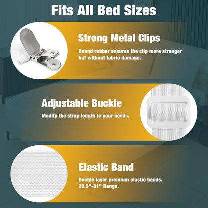 2 Pack Extra Long Bed Sheet Straps, Strong Diagonal Bedding Clips, Easy Install Mattress Sheet Fasteners for Deep Pockets