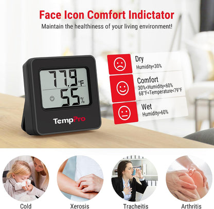 TempPro TempAir Hygrometer Indoor Thermometer for Home | Room Thermometer Humidity Meter with Accurate Temperature Humidity Sensor for Greenhouse Baby Room Office-1 Pack