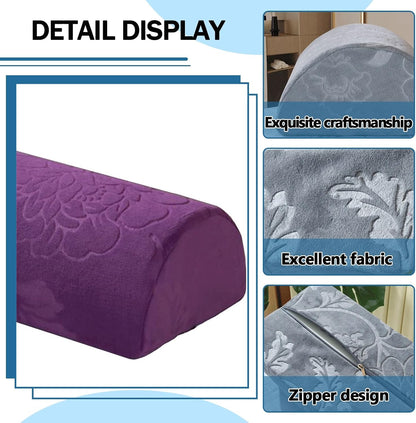 Half Moon Bolster Pillow for Legs, Knees, Lower Back and Head, Lumbar Support Pillow for Bed, Sleeping | Semi Roll for Ankle and Foot Comfort - Machine Washable Cover(@10,42x18x10cm/16.5x7x4in)