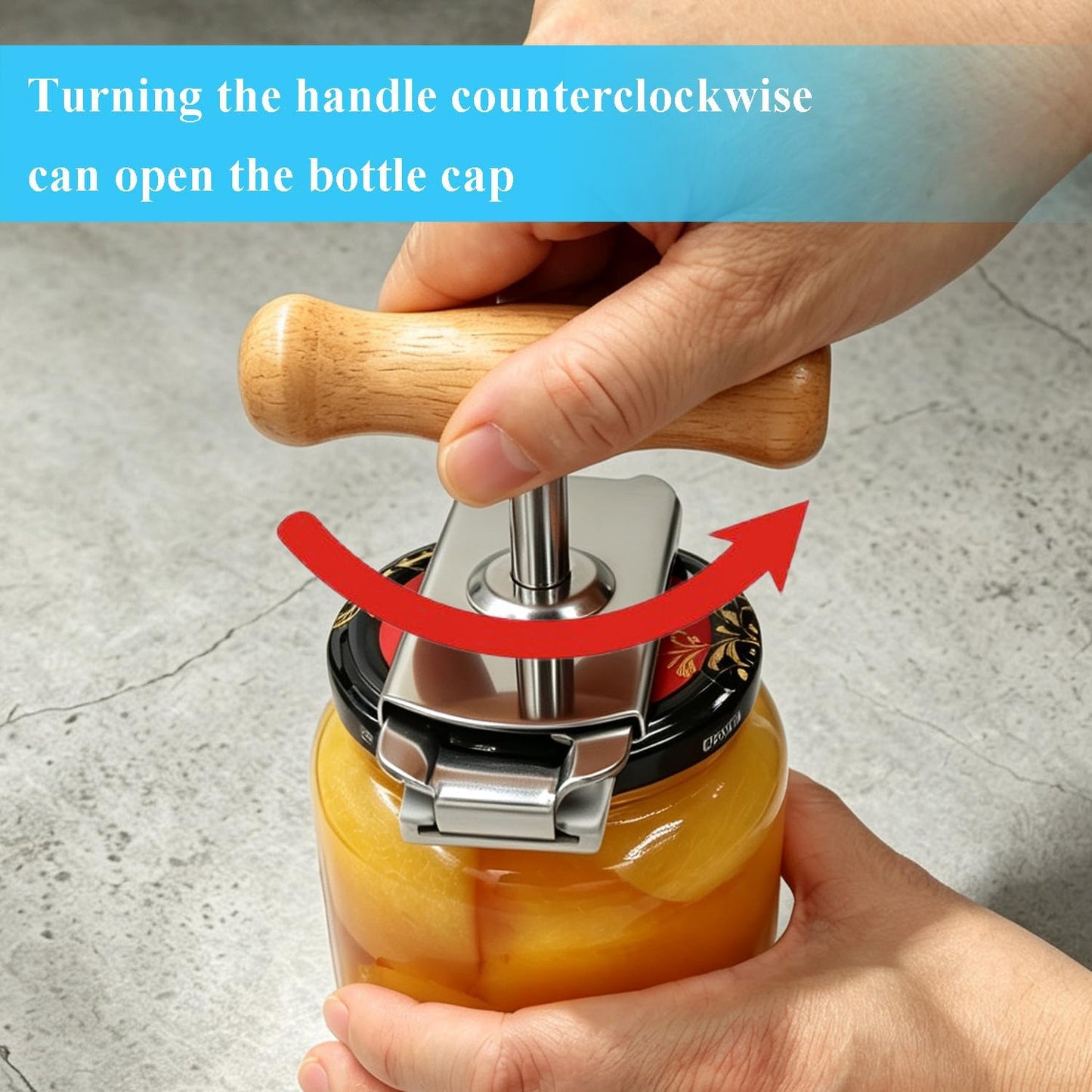 Jar Opener for Seniors with Arthritis & Weak Hands, Easy Twist Jar Openers, Adjustable Multifunctional Jar Lid Opener, Jar Bottle Cap Opener Gripper, Useful Gifts for Elderly/Women/Men (Wood Handle)