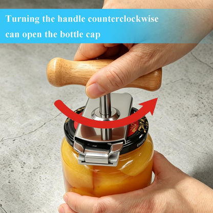Jar Opener for Seniors with Arthritis & Weak Hands, Easy Twist Jar Openers, Adjustable Multifunctional Jar Lid Opener, Jar Bottle Cap Opener Gripper, Useful Gifts for Elderly/Women/Men (Wood Handle)