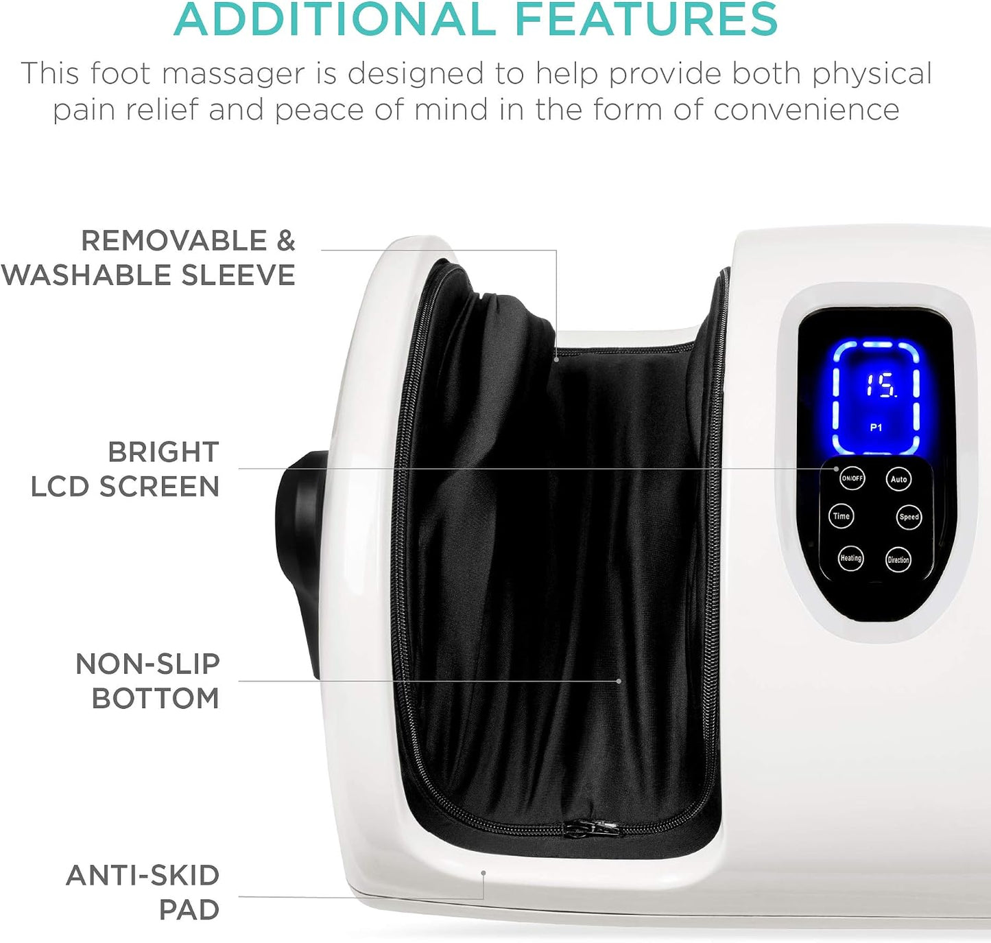 Best Choice Products Shiatsu Foot Massager with Heat for Plantar Fasciitis & Neuropathy, Kneading Foot & Calf Massager with Remote, 360° Adjustable Handle, Rolling & Compression Massage - Navy