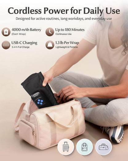 Cordless Calf Massager with Heat and Compression : Rechargeable Leg Compression Massager with 5 Modes, 5 Intensities for Pain Relief and Circulation - Calf Massage Device for Muscle Recovery