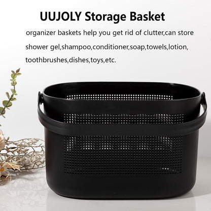 Plastic Portable Shower Caddy Basket, Storage Organizer with Handle, Yellow | Bottom Drain Holes, Keep Dry, Sturdy and Durable, Easy to Carry for Bathroom, Kitchen, Dorm Room, RV, College
