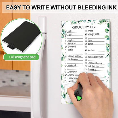 2 PCS Magnetic Grocery List Pads for Fridge, 4.5x7.5 Inches Magnetic Note Pad for Fridge, Grocery List Magnet Pad for Refridge, Magnetics Notepads, Shopping Lists, 60 Pages Per Notepad