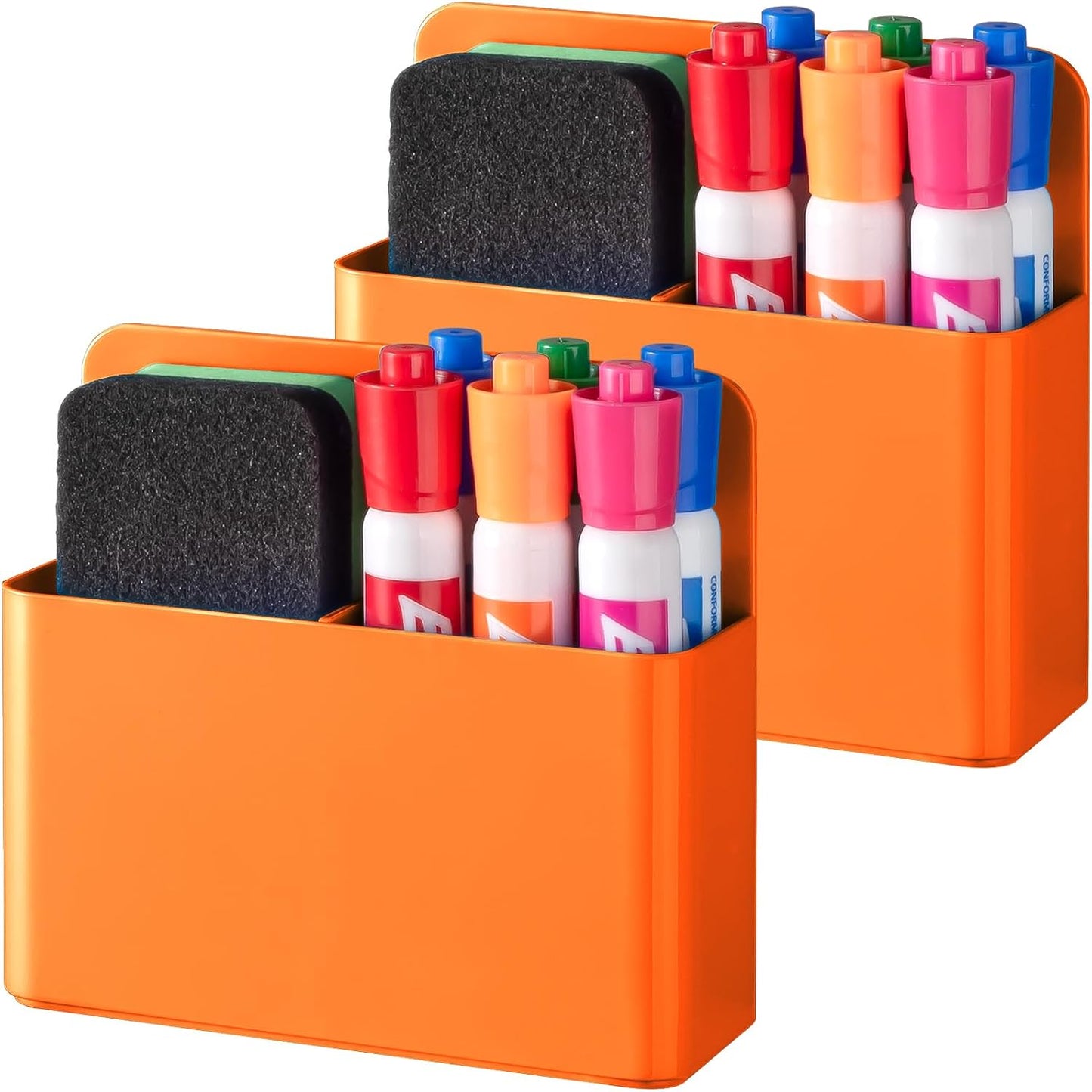 BEYGORM Plastic Magnetic Pen Holder, Powerful Magnet, 2 Pack | Classroom Must Haves, Dry Erase Marker Holder for Whiteboard, School Locker Organizer, Pencil Cup for Refrigerator(Black)