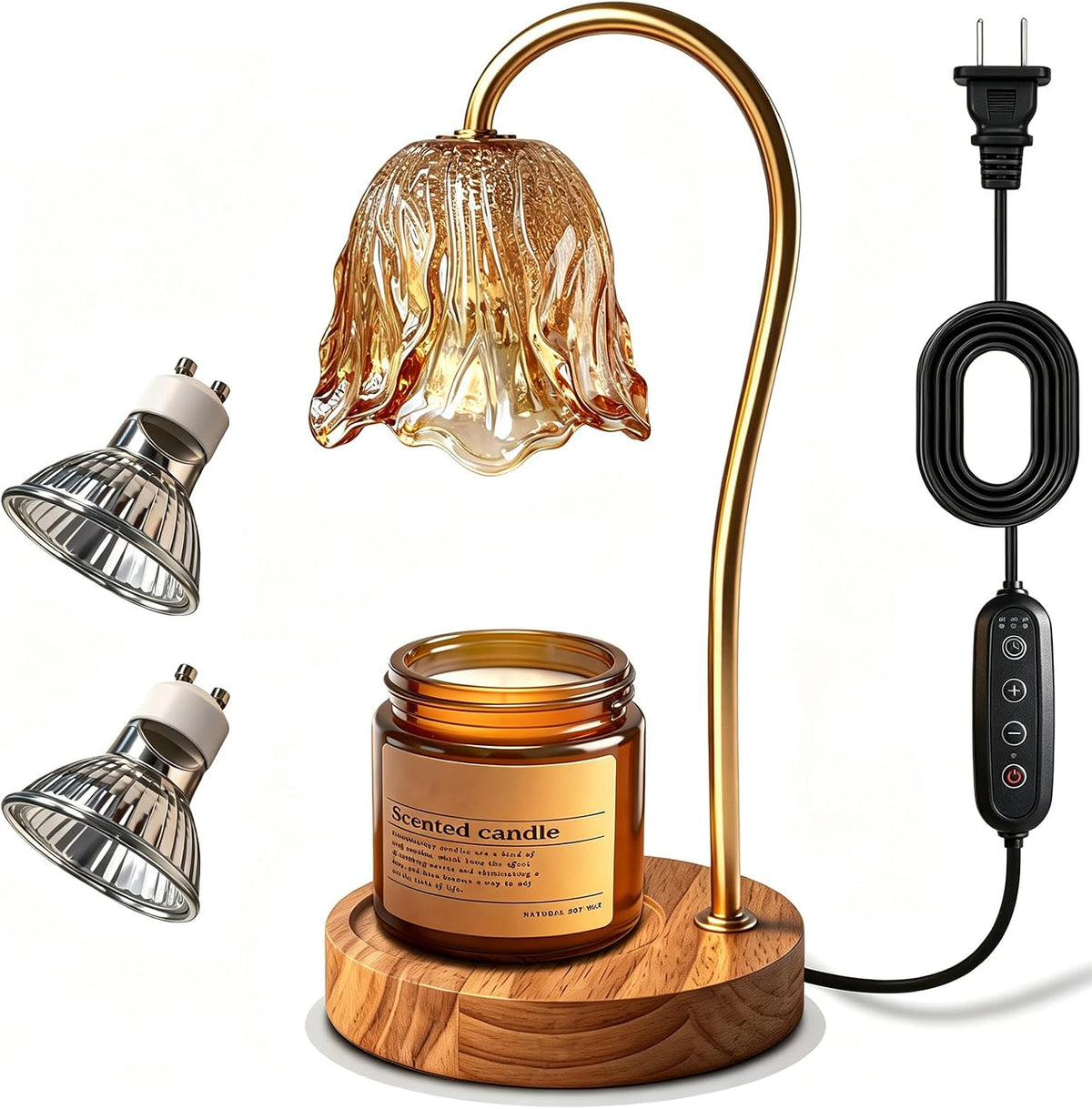 COCOBELA Candle Warmer Lamp with Timer with 2 Bulbs Floral Light Dimmable