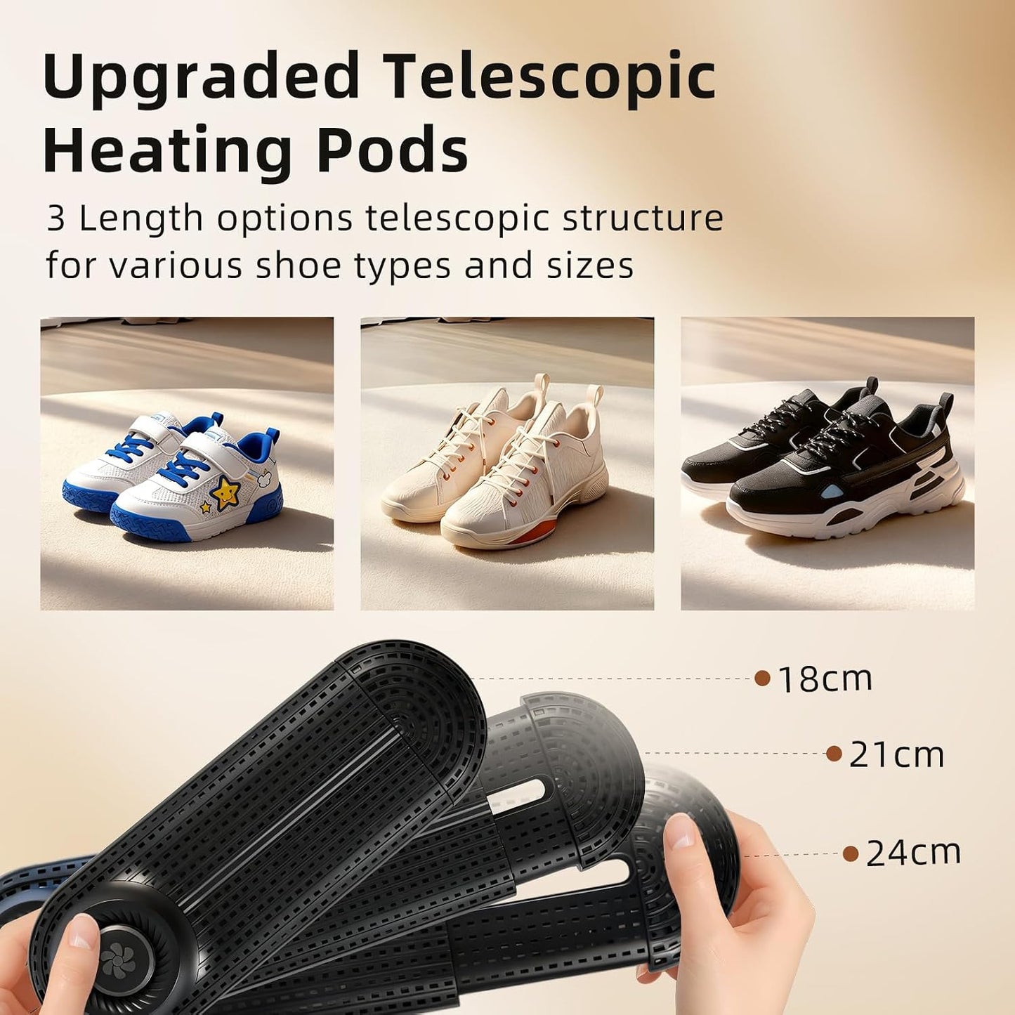 Electric Shoe Dryer, Footwear Dryers with 3/6/9 Hours Timer, Built-in Airflow Fan, Portable Dryers for Sneakers