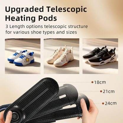 Electric Shoe Dryer, Footwear Dryers with 3/6/9 Hours Timer, Built-in Airflow Fan, Portable Dryers for Sneakers