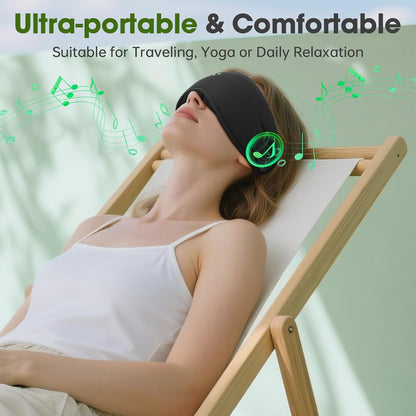 Sleep Headphones with Bluetooth 5.4 Sleep Mask, Bamboo Cotton Music Wireless Bluetooth Eye Mask for Sleeping, Earphones HD Speaker Microphone for Travel
