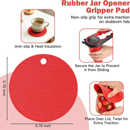 Jar Opener for Weak Hands, Seniors, Arthritis (Blue&Grey) | 3-Pieces Jar and Bottle Opener Set, 6-in-1 Multifunctional Jar Lid Opener Bottle Opener, Non-Slip Jar Opener Gripper Pad