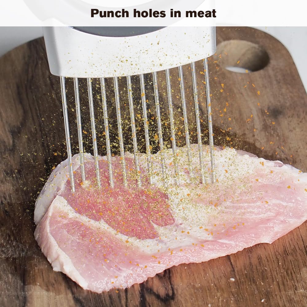 2025 Upgraded Onion Holder for Slicing, Stainless Steel Onion Slice Holder Lemon Slicer Vegetable Cutter, Home Kitchen Tools Onion Holder for Slicing, Meat, Onion, Potato, Tomato (A-1Pcs)
