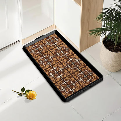 BEHERO Boot Tray Shoe Mat, Rubber Shoe Matt Tray Indoor/Outdoor Use, 16" x27.5" Shoe Cleaning Mat Non-Slip with Raised Edge for Entryways, Decks, and Patios (Black)