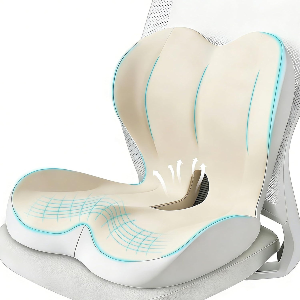 Seat Cushion for Office Chair, Ergonomic Cushion with Lumbar Support Pillow