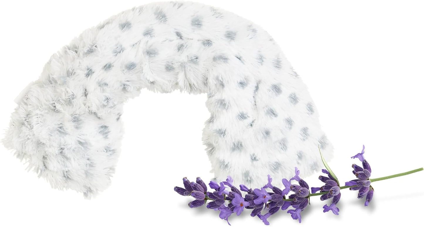 warmies Microwavable Shoulder Heating Pad, Neck Warmer & Heat Pack, Snowy | Steady Pressure, Cooling Relief, Scented with Calming French Lavender, Microwave 30 sec, Freeze 2-3 hrs, Soft Faux Fur