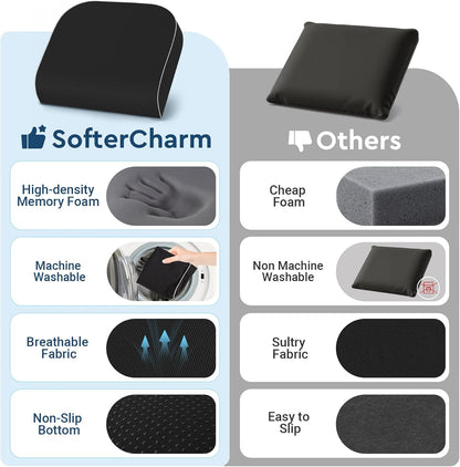 Seat Cushion, Memory Foam Office Chair Cushion, Black, Large | Office Desk Accessories, Butt Pillow for Long Sitting Sciatica, Coccyx, Tailbone, Hip Pain Relief - for Home, Car, Airplane