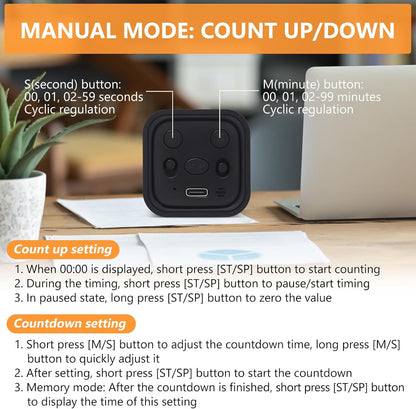 GuDoQi Multi-Function Cube Timer, 5/10/30/60 Min & Custom Count Down, Included Pause & Resume Feature, Silent, Vibrate & Adjustable Sound Alarm for Productivity in Tasks, Study & Kitchen, Purple