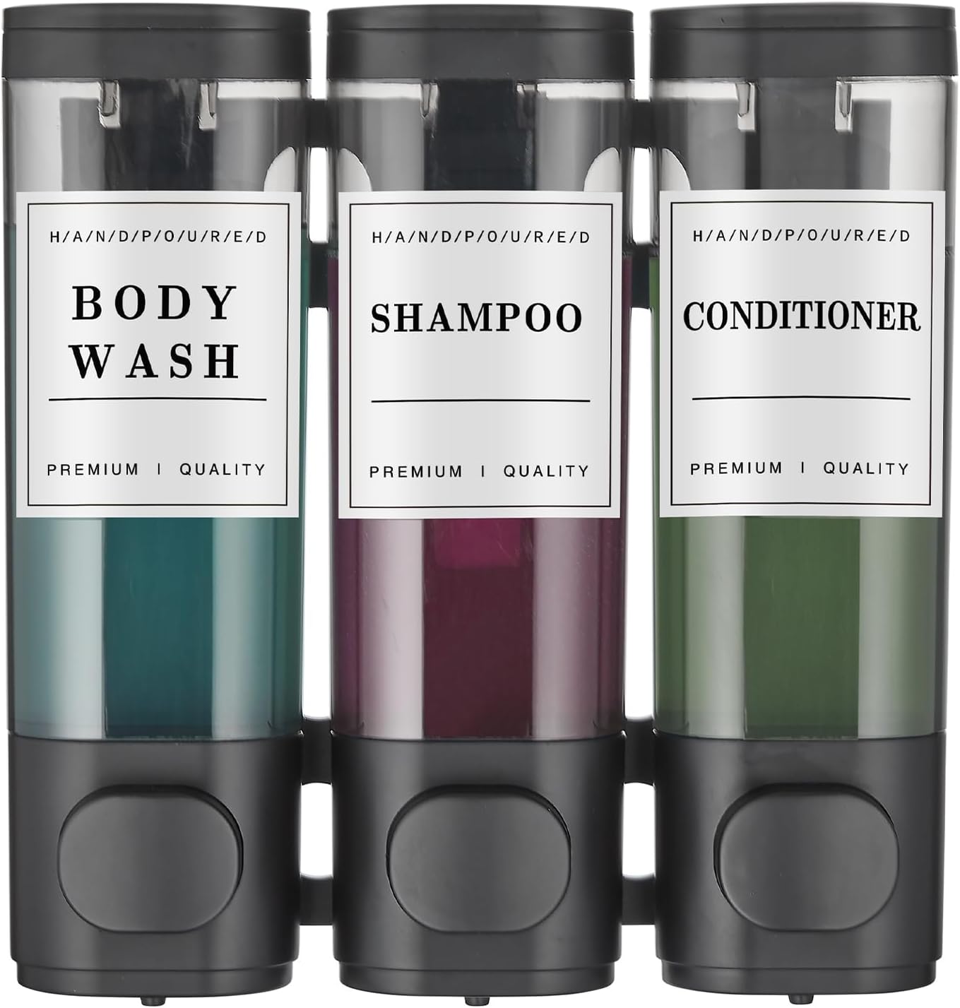 Cabo Deseado Shower Soap Dispenser Wall Mounted No Drill Shampoo Dispenser for Shower Wall Shampoo and Conditioner Dispenser Bathroom Hotel 3 * 350ml Gungray with Labels