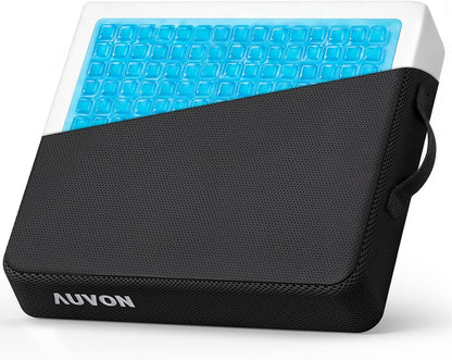 AUVON Gel Ventilation Seat Cushion with Innovation Heat Dissipation Design | Supportive Memory Foam Wheelchair Cushion for Back & Tailbone Comfort, Waterproof Cover, Anti-Sore & Ulcer, Buckle Strap