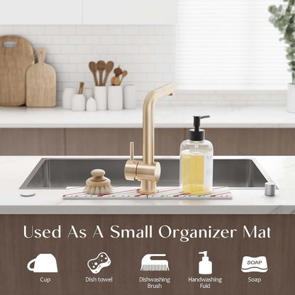 Diatomite Sink Splash Guard - DryingNeat Kitchen Faucet Mat, Instant Dry Water Absorbing Stone Tray for Sink, Durable Protector for Kitchen Bathroom Counter [Light Grey, 17.7" x 3.9"]