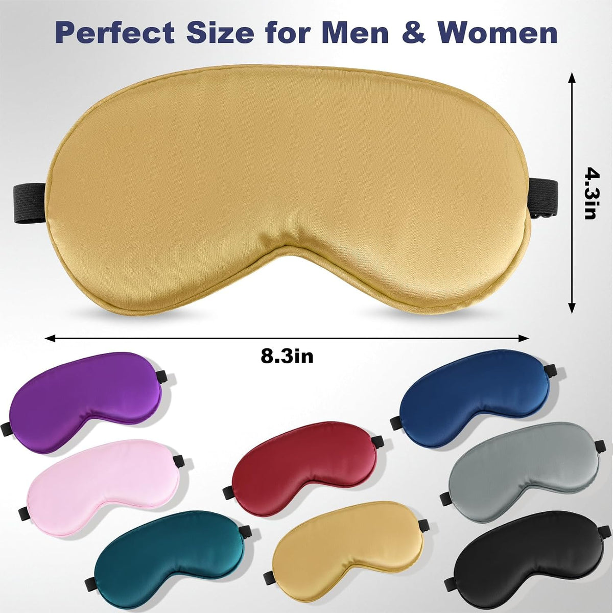 5P Silk Sleep Mask, 5-Color Eye Mask for Sleep with Adjustable Strap