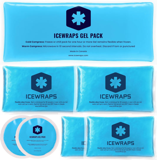 ICEWRAPS Reusable Ice Packs Compact in 4 Sizes, Soft Cooling Pack 7 Pack