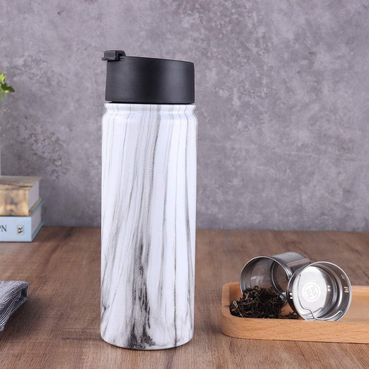 Sivaphe Infuser Travel Mug with Removable loose leaf Tea Strainer Tea Filter Water Bottle 18/8 Stainless Steel Insulated Tumbler for Women Rosegold