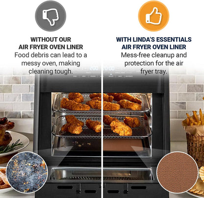 Toaster Oven Liners for Bottom of Oven (4 Pack) Reusable Non-Stick Heat Resistant Toaster Liners, Compatible with Breville, Cuisinart, Black & Decker, Dash, and More - Air Fryer Liners 12"x12" (Black)