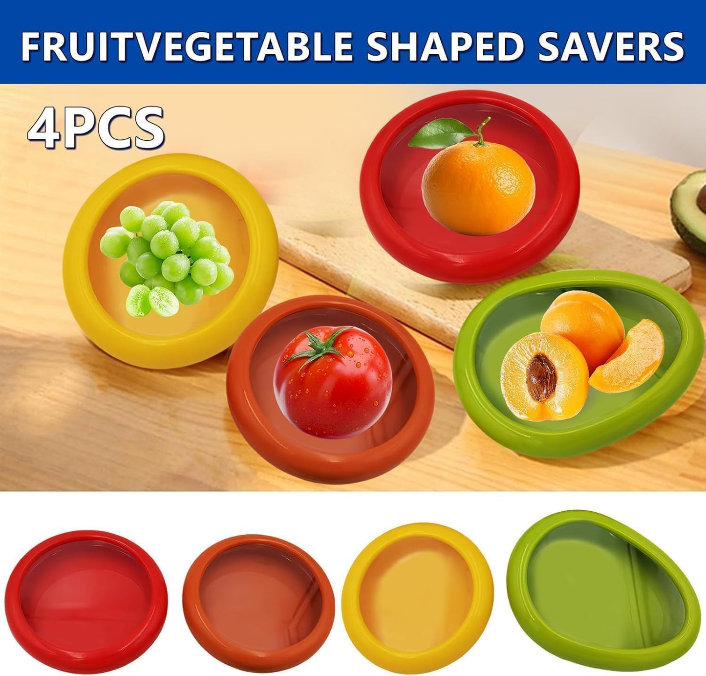 Avocado Preserver, Half Cut Fruit Container - Reusable Kitchen Tool for Refrigerator Onion Storage - Cheese, Lemon, Vegetables, Tomatoes, Fruit Gripper
