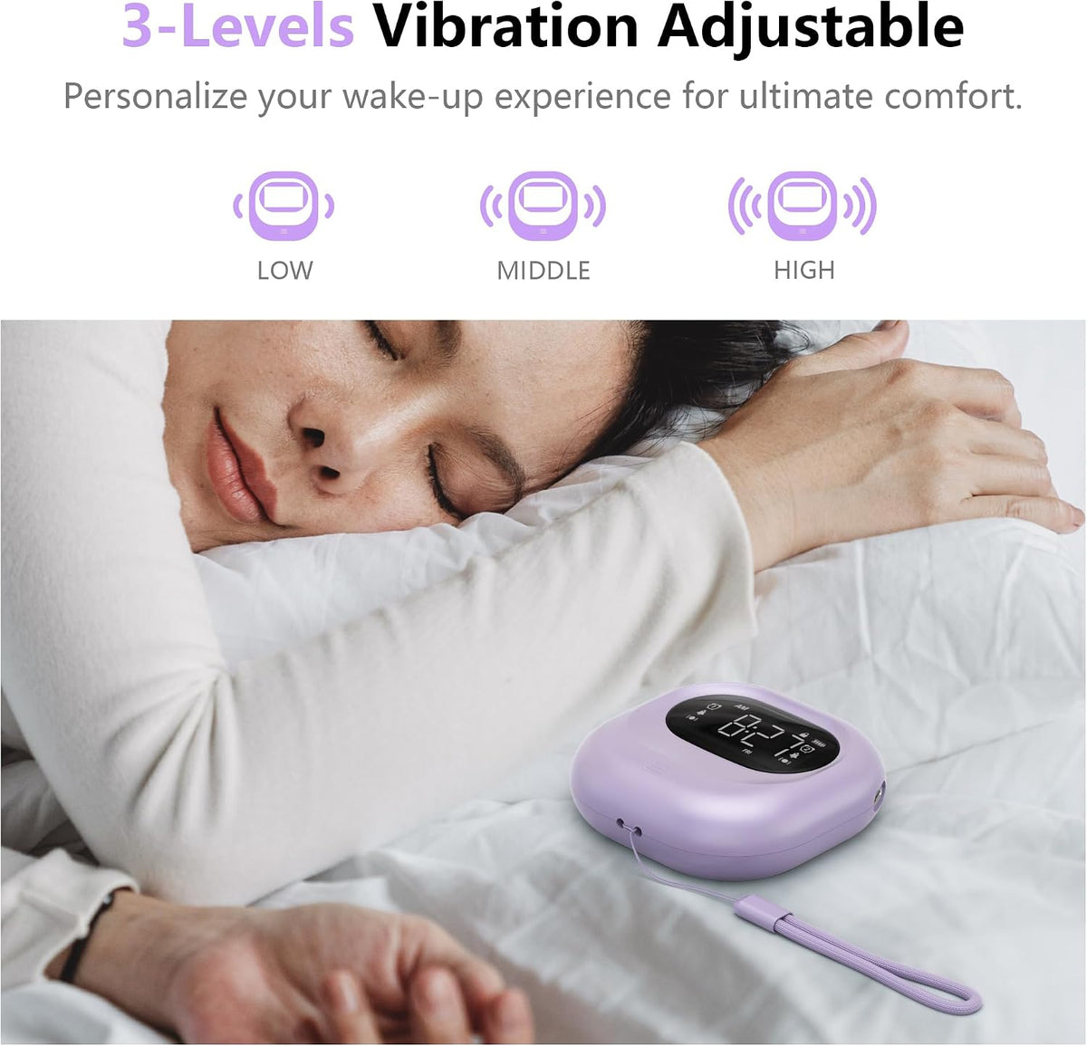 Vibrating Alarm Clock Rechargeable Battery Operated Cordless & Dual Alarms